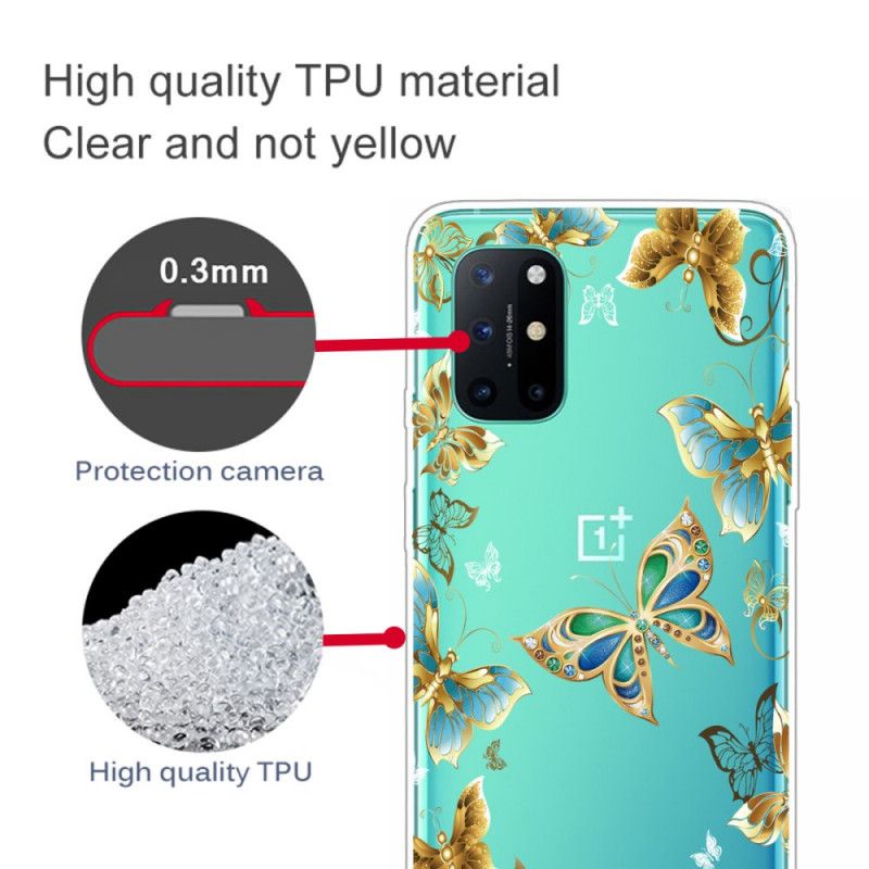 Kuori OnePlus 8T Tummansininen Kulta Perhosia