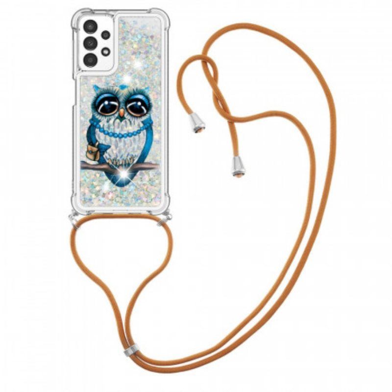 Kuori Samsung Galaxy A13 Kiristysnyörillä Paljetti Kiristysnyöri Miss Owl