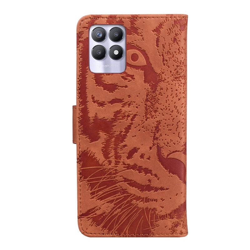 Flip Kotelot Realme 8i Tiger Face Print Suojakuori