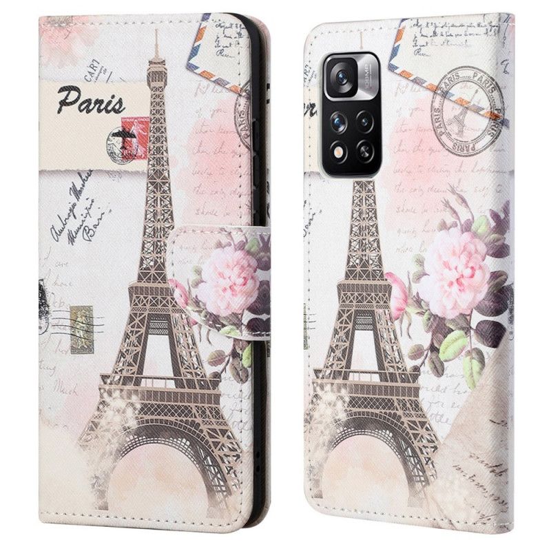 Flip Kotelot Xiaomi Redmi Note 11 Pro / Note 11 Pro Plus Retro Eiffel-torni Suojakuori