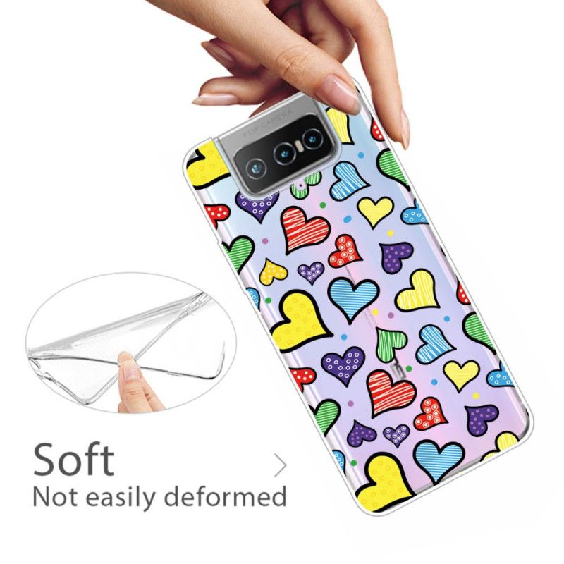 Case Kuoret Asus Zenfone 7 / 7 Pro Puhelinkuoret Moniväriset Sydämet