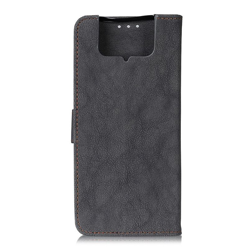 Flip Case Asus Zenfone 7 / 7 Pro Tummansininen Musta Khazneh Keinonahka