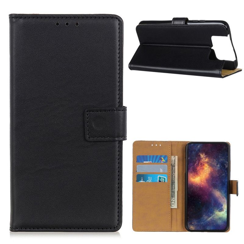 Flip Case Asus Zenfone 7 / 7 Pro Tummansininen Musta Yksinkertainen Tekonahka