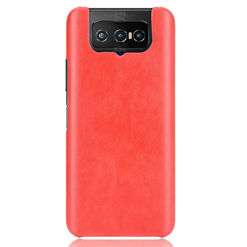 Kuori Asus Zenfone 7 / 7 Pro Harmaa Musta Litsi Nahkaa Suojakuori