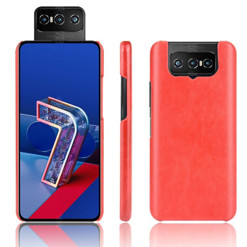 Kuori Asus Zenfone 7 / 7 Pro Harmaa Musta Litsi Nahkaa Suojakuori