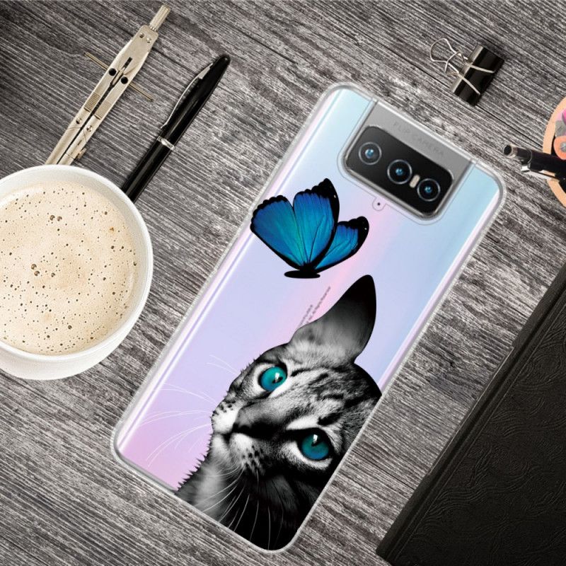 Kuori Asus Zenfone 7 / 7 Pro Kissa Ja Perhonen