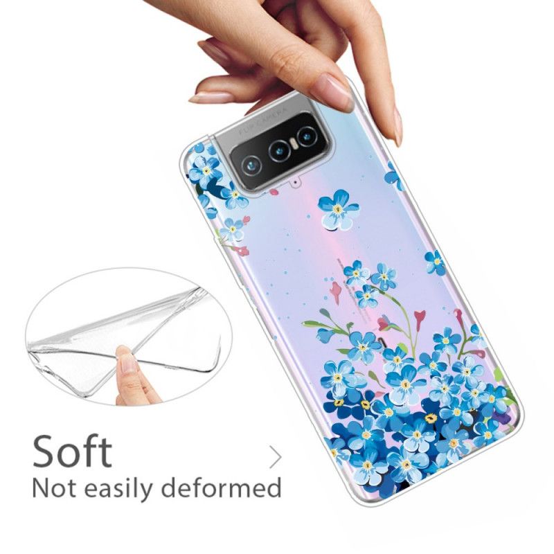 Kuori Asus Zenfone 7 / 7 Pro Sinisiä Kukkia Suojakuori