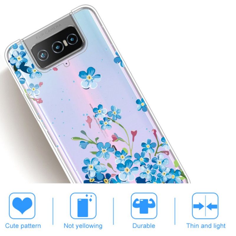 Kuori Asus Zenfone 7 / 7 Pro Sinisiä Kukkia Suojakuori