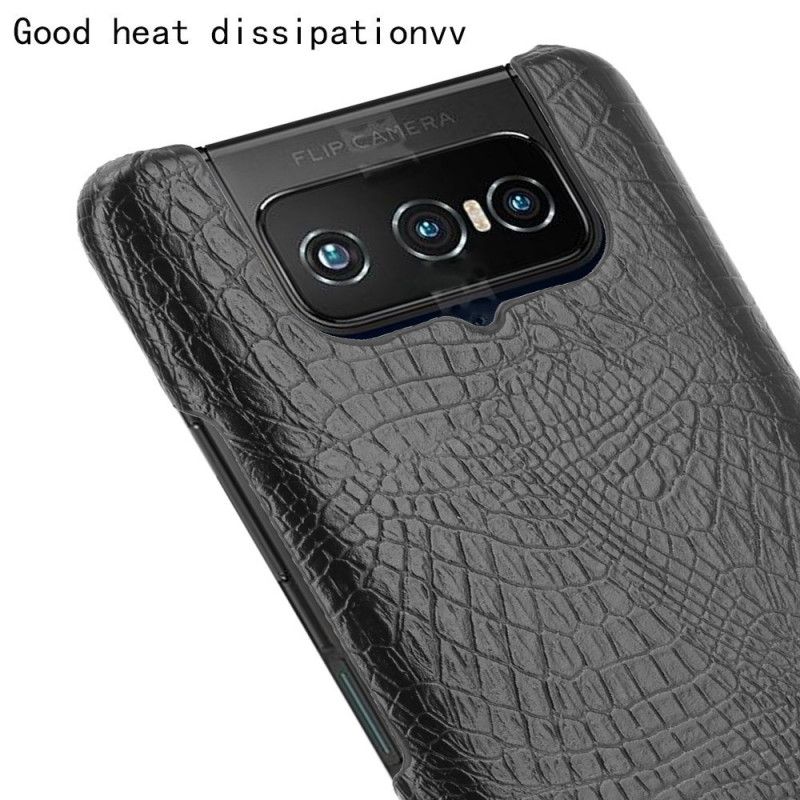 Kuori Asus Zenfone 7 / 7 Pro Valkoinen Musta Krokotiilin Ihovaikutus