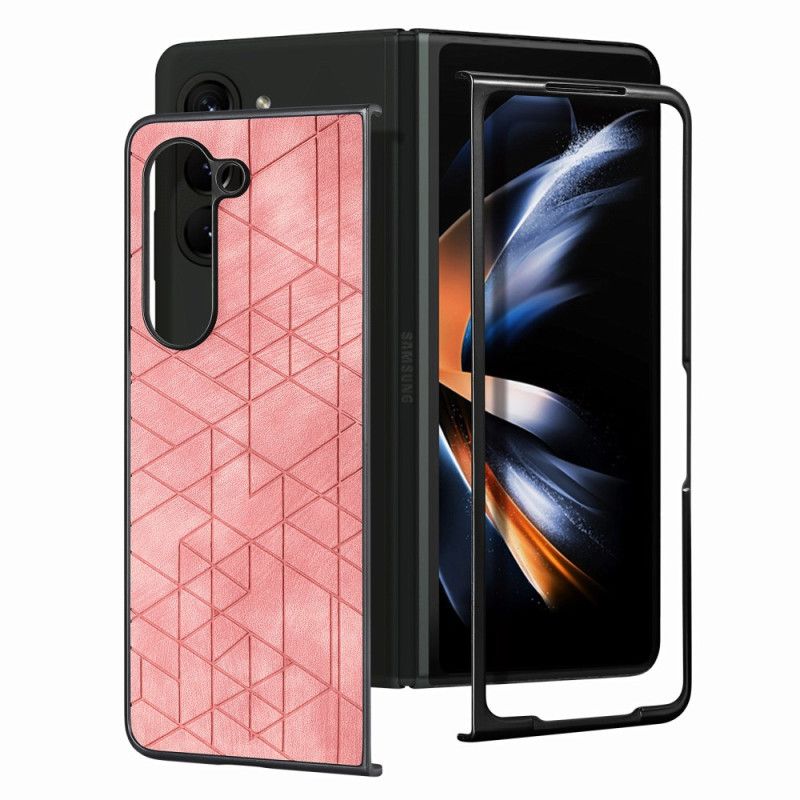 Kuori Samsung Galaxy Z Fold 5 Geometriset Keinonahkakuviot