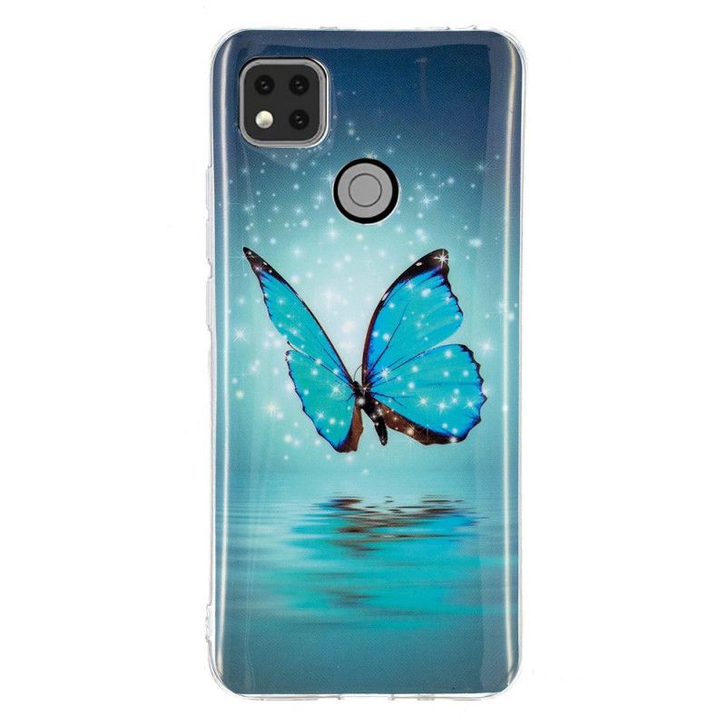 Case Kuoret Xiaomi Redmi 9C Puhelinkuoret Fluoresoiva Sininen Perhonen