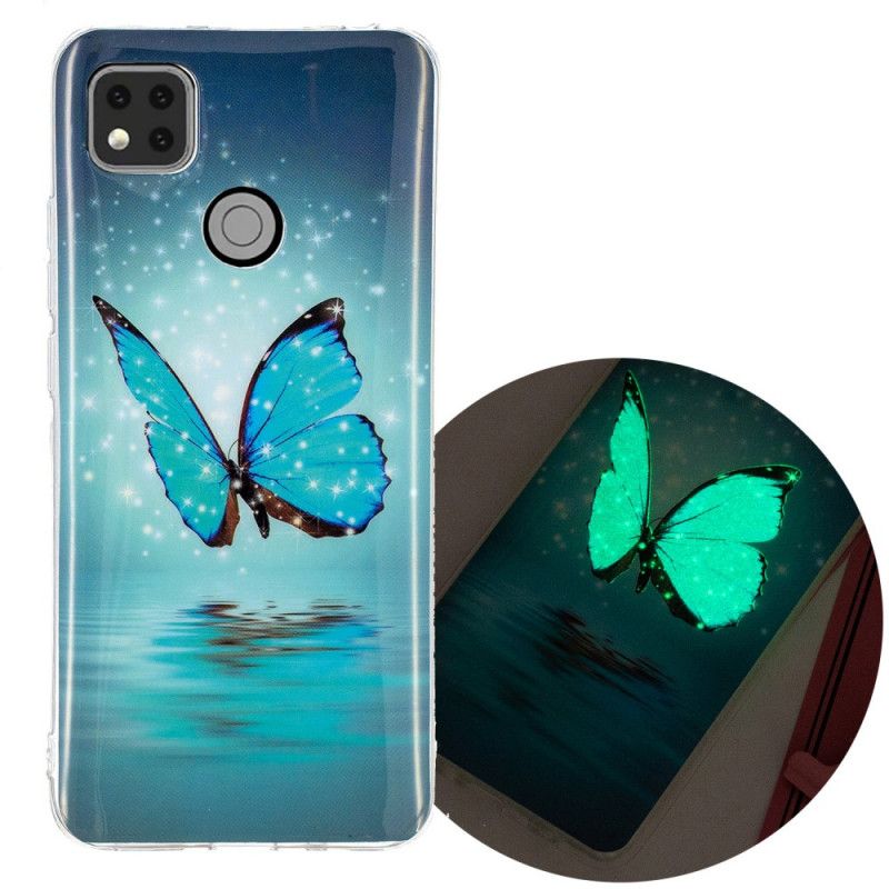 Case Kuoret Xiaomi Redmi 9C Puhelinkuoret Fluoresoiva Sininen Perhonen