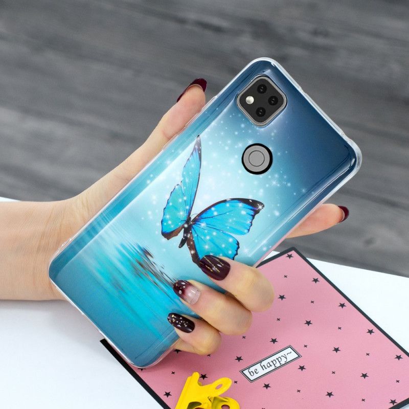 Case Kuoret Xiaomi Redmi 9C Puhelinkuoret Fluoresoiva Sininen Perhonen