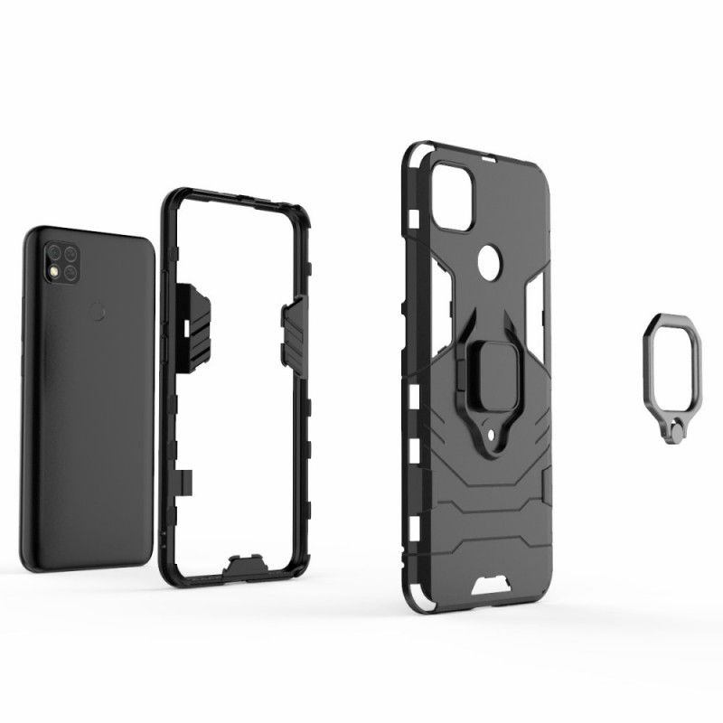 Case Kuoret Xiaomi Redmi 9C Punainen Musta Puhelinkuoret Kestävä Rengas