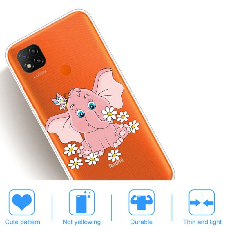 Kuori Xiaomi Redmi 9C Puhelinkuoret Läpinäkyvä Vaaleanpunainen Norsu