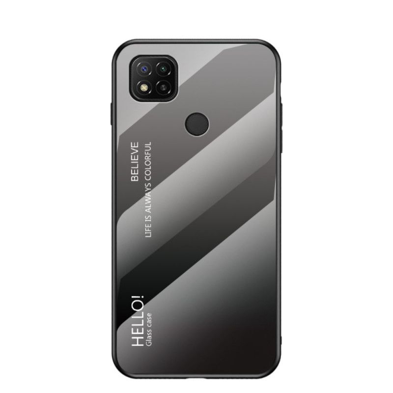 Kuori Xiaomi Redmi 9C Valkoinen Musta Hei Karkaistu Lasi Suojakuori