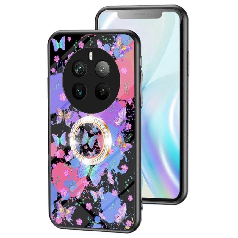 Kuori Realme 12 Pro / 12 Pro Plus Tempered Glass Ring-support Butterfly -sarja Suojakuori