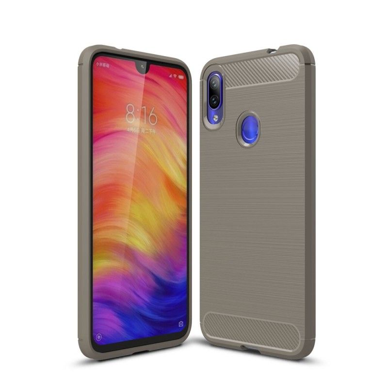 Case Kuoret Xiaomi Redmi Note 7 Punainen Musta Puhelinkuoret Harjattu Hiilikuitu