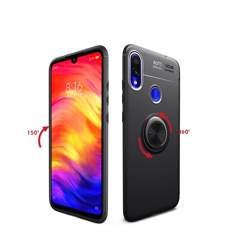 Case Kuoret Xiaomi Redmi Note 7 Punainen Musta Puhelinkuoret Pyörivä Rengas