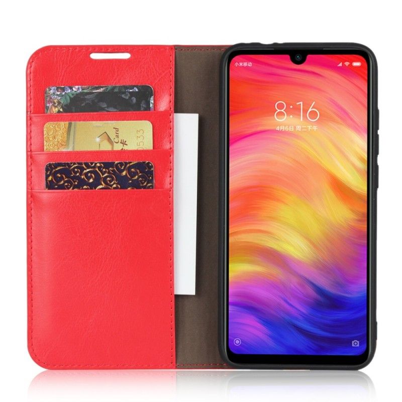 Flip Kotelot Xiaomi Redmi Note 7 Punainen Musta Aitoa Vanhennettua Nahkaa