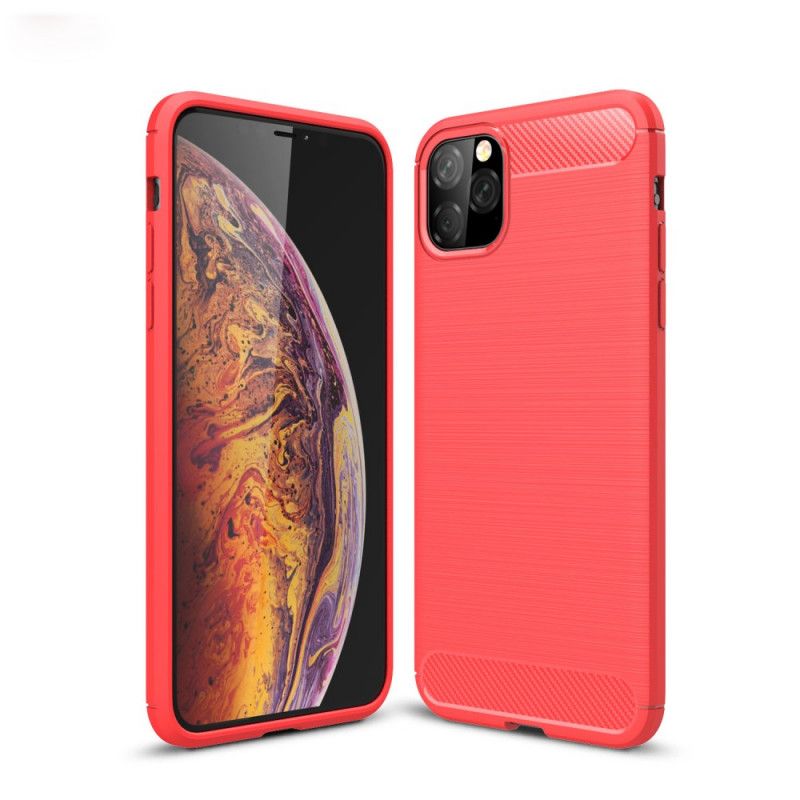 Case Kuoret iPhone 11 Pro Max Punainen Musta Puhelinkuoret Harjattu Hiilikuitu