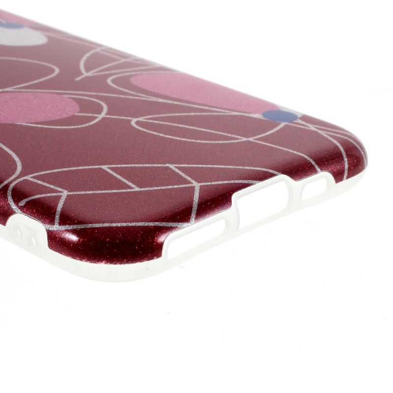 Case Kuoret iPhone 11 Pro Max Vaaleansininen Punainen Puhelinkuoret Kukka Kimallus