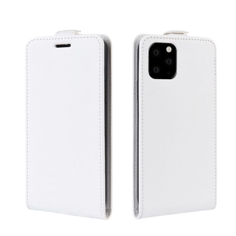 Flip Case iPhone 11 Pro Max Valkoinen Musta Taitettava Nahkaefekti