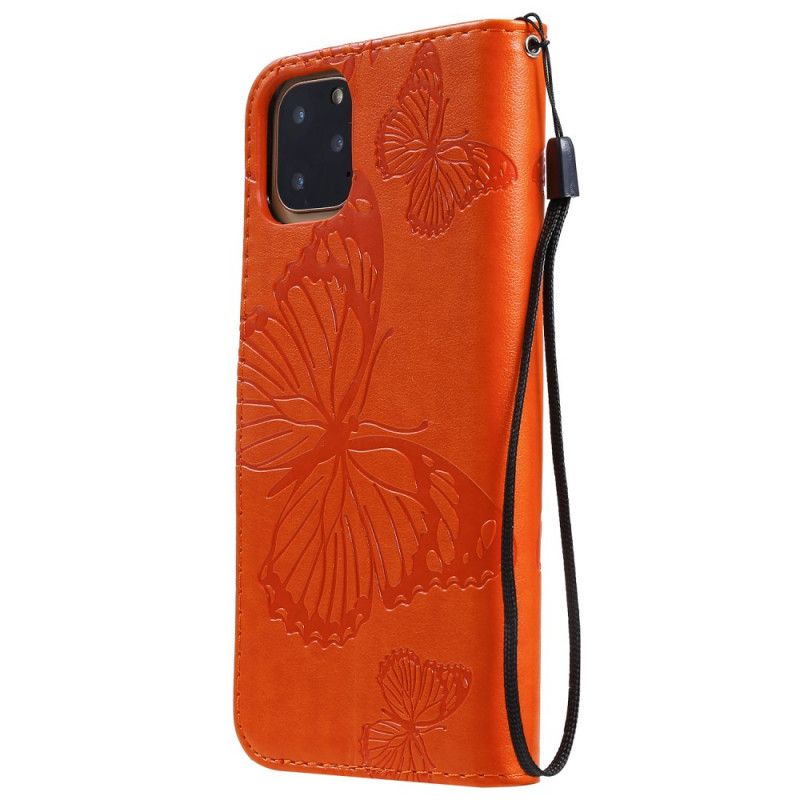 Kotelot iPhone 11 Pro Max Vihreä Oranssi Jättiläinen Remmi-Perhoset Suojakuori