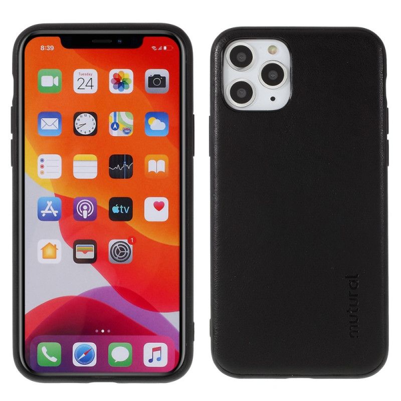 Kuori iPhone 11 Pro Max Harmaa Musta Nahallinen Nahkaefekti