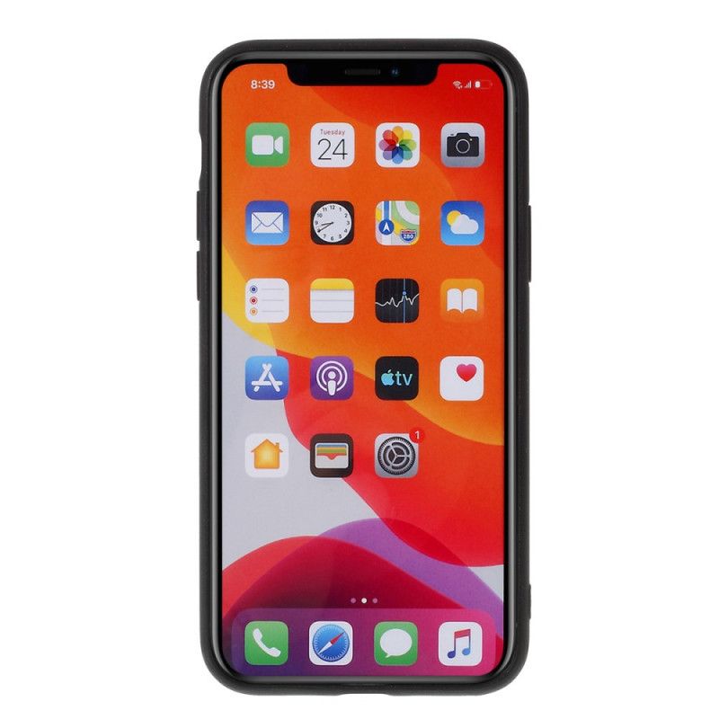 Kuori iPhone 11 Pro Max Harmaa Musta Nahallinen Nahkaefekti