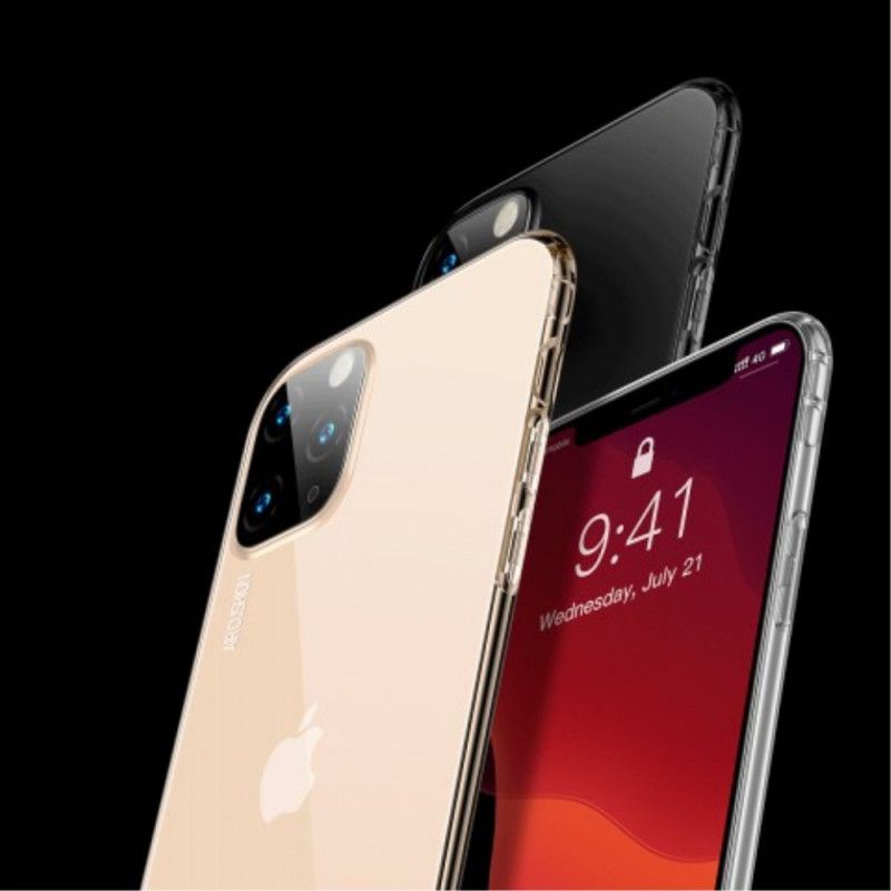 Kuori iPhone 11 Pro Max Kulta Musta Läpinäkyvä Silikoni Plus Suojakuori