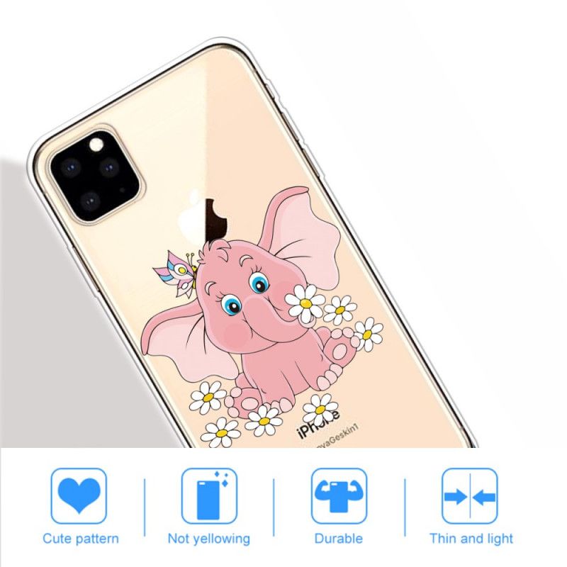 Kuori iPhone 11 Pro Max Läpinäkyvä Vaaleanpunainen Norsu Suojakuori