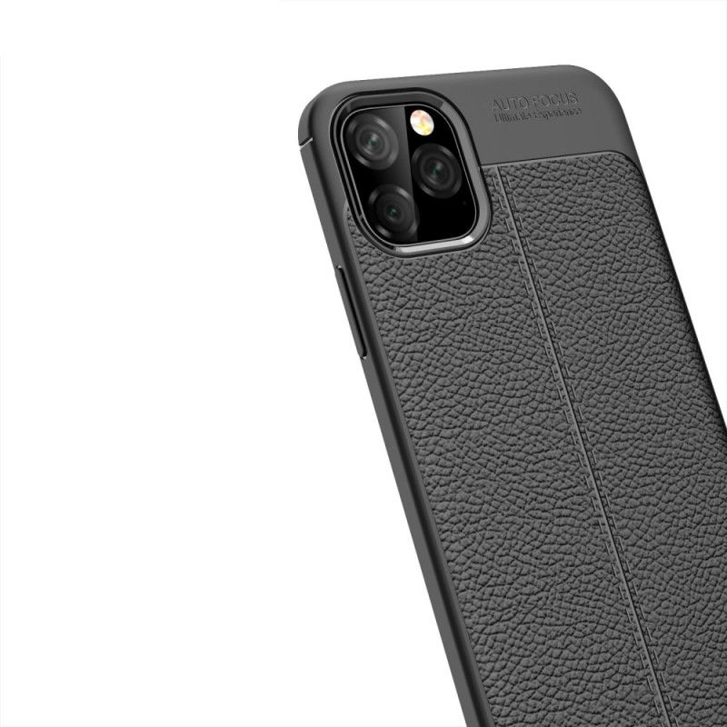 Kuori iPhone 11 Pro Max Punainen Musta Kaksilinjainen Litsi Nahkaa Suojakuori