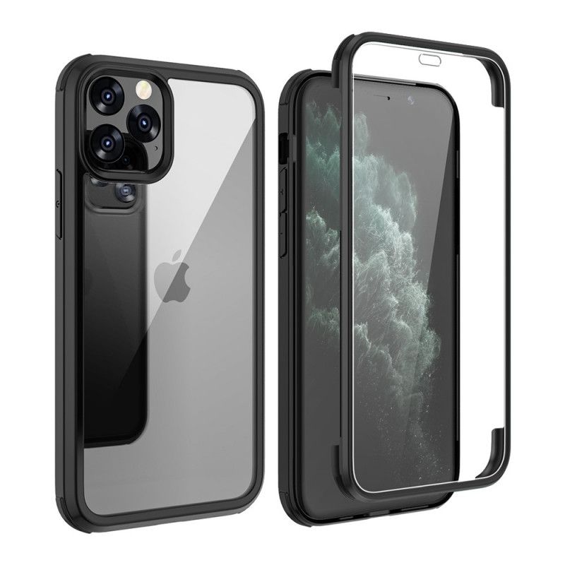 Kuori iPhone 11 Pro Max Punainen Musta Karkaistu Lasi Edessä Ja Takana