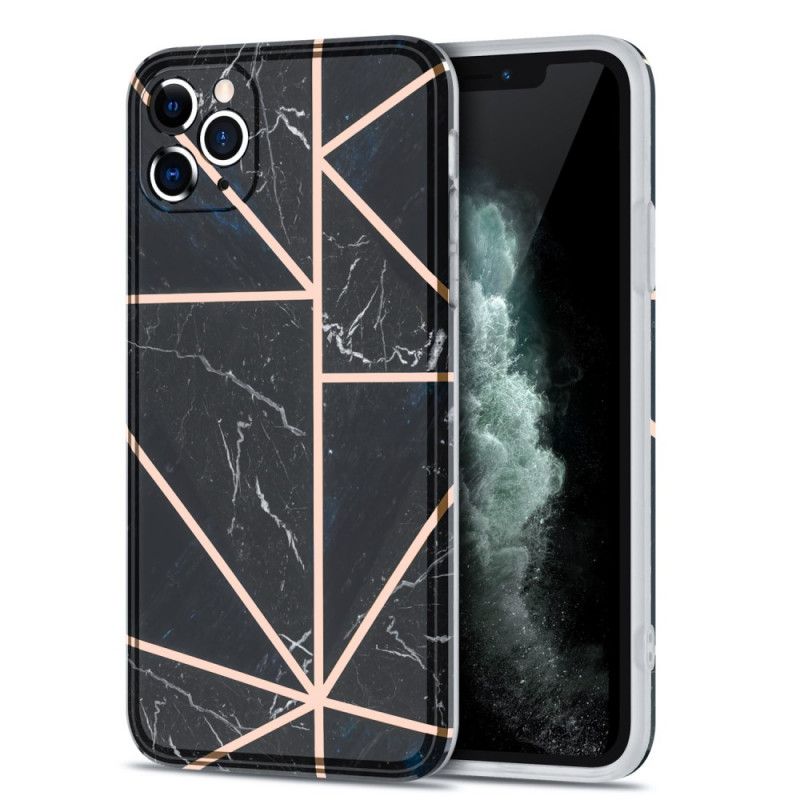 Kuori iPhone 11 Pro Max Vaaleanpunainen Musta Marmorista Räikeä Geometria Suojakuori