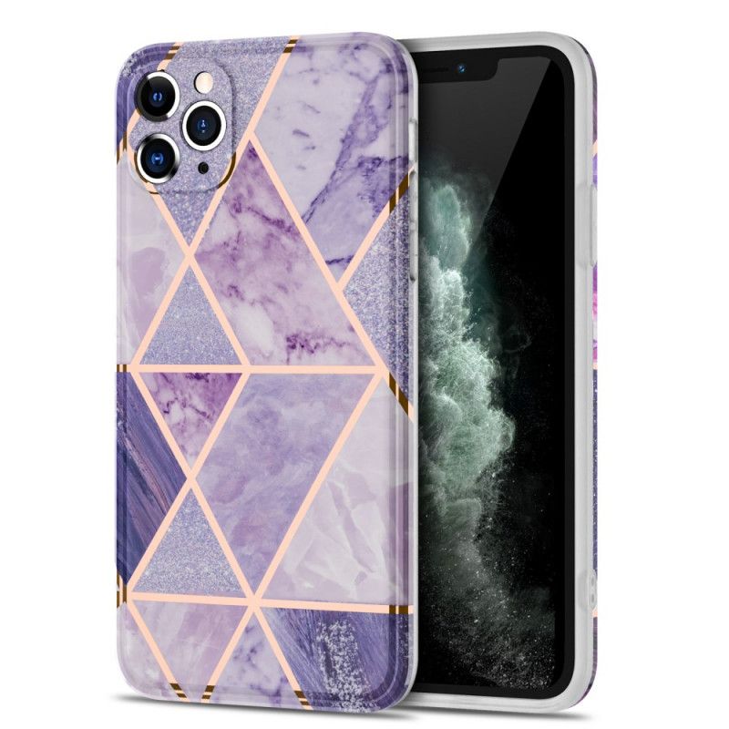 Kuori iPhone 11 Pro Max Vaaleanpunainen Musta Marmorista Räikeä Geometria Suojakuori