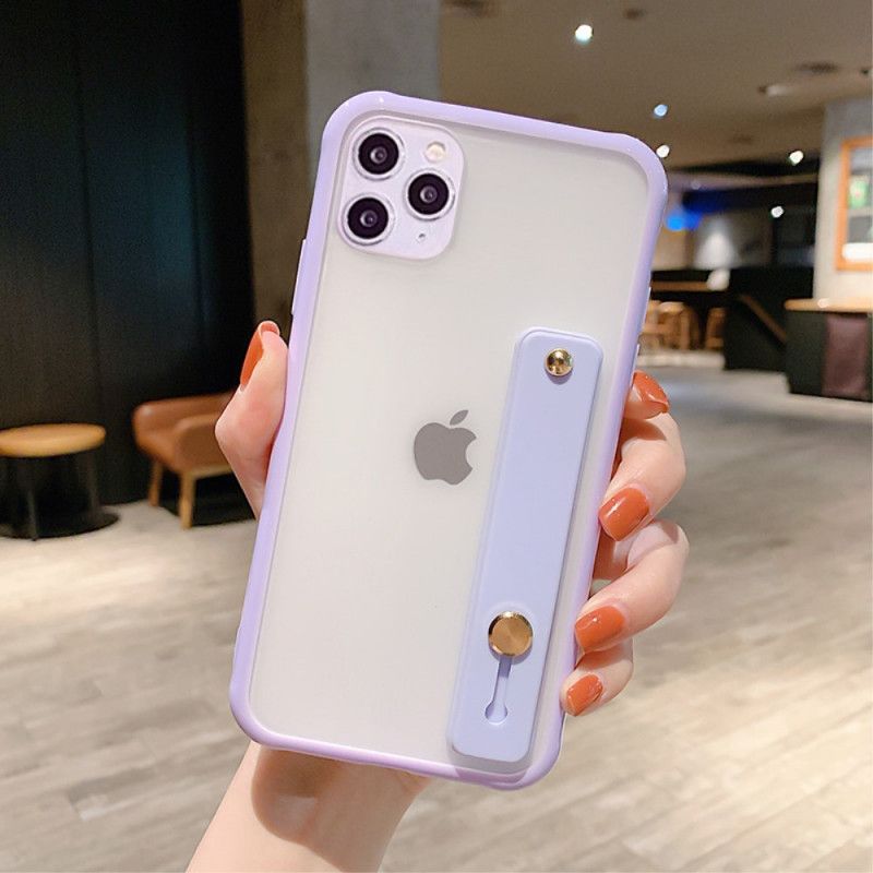 Kuori iPhone 11 Pro Max Valkoinen Musta Hybridi Tukihihnalla Suojakuori