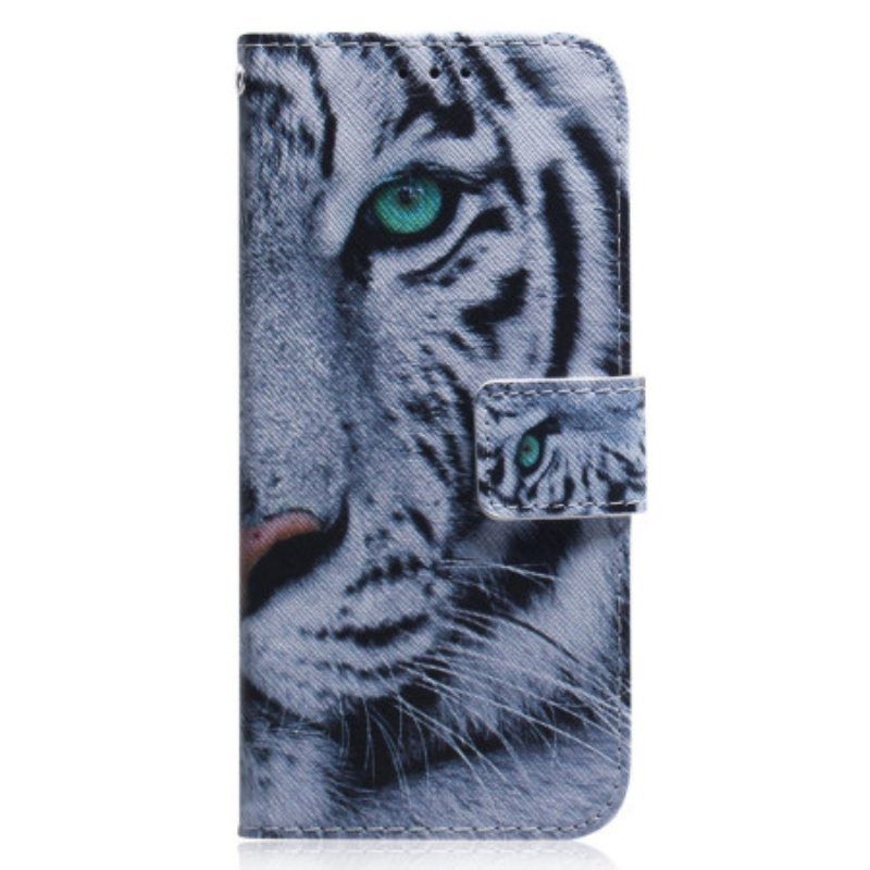 Flip Case Xiaomi Redmi Note 12 5G Suojaketju Kuori Strappy White Tiger