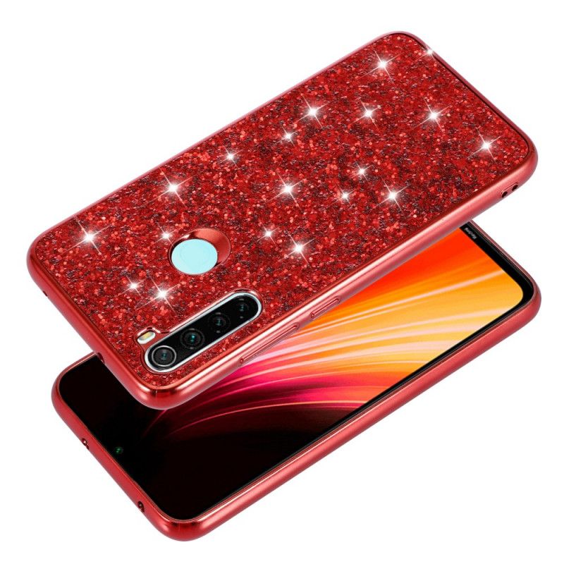 Case Kuoret Xiaomi Redmi Note 8 Punainen Musta Puhelinkuoret Olen Kimalteleva