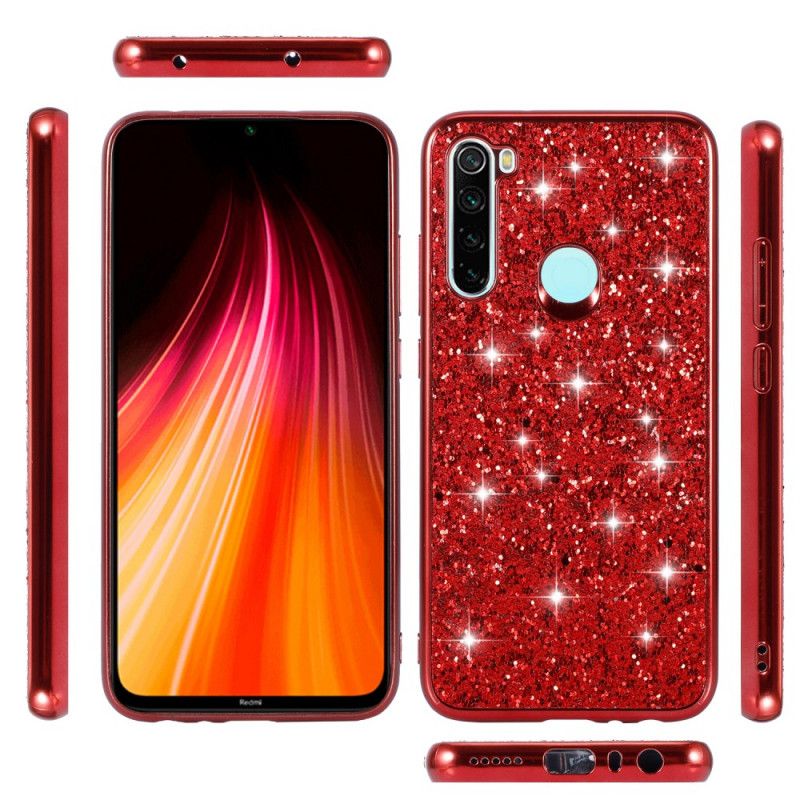 Case Kuoret Xiaomi Redmi Note 8 Punainen Musta Puhelinkuoret Olen Kimalteleva