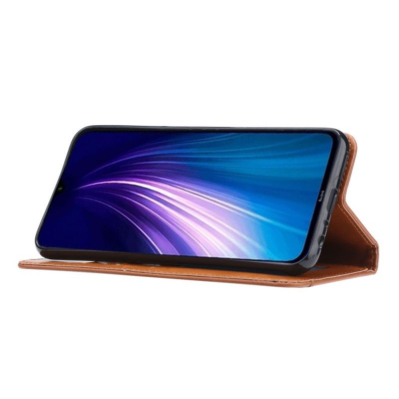 Flip Kotelot Xiaomi Redmi Note 8 Ruskea Musta Tekonahkakorttikotelo