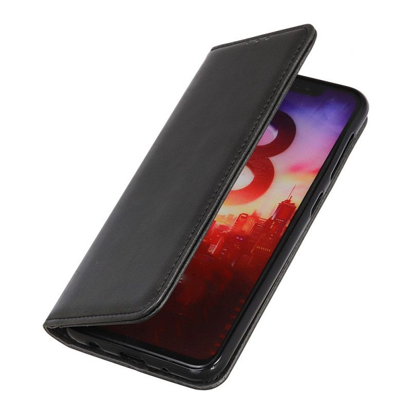 Flip Kotelot Xiaomi Redmi Note 8 Tummansininen Musta Klassinen Split Nahka