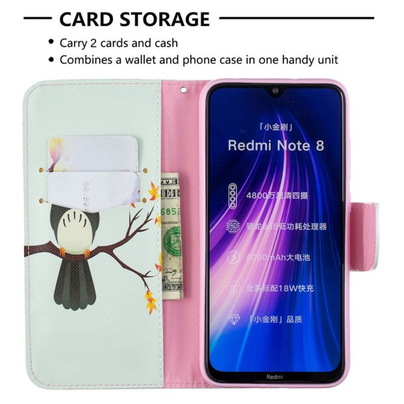 Kotelot Xiaomi Redmi Note 8 Oksalle Istuva Pöllö