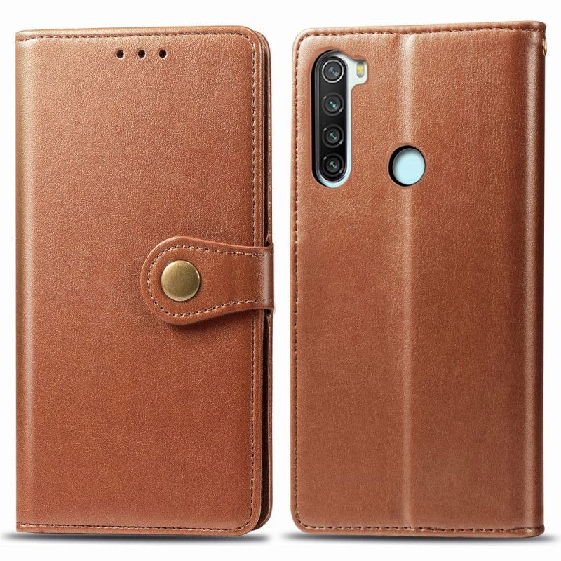 Kotelot Xiaomi Redmi Note 8 Punainen Musta Tekonahkaa Ja Vintage Lukko Suojakuori