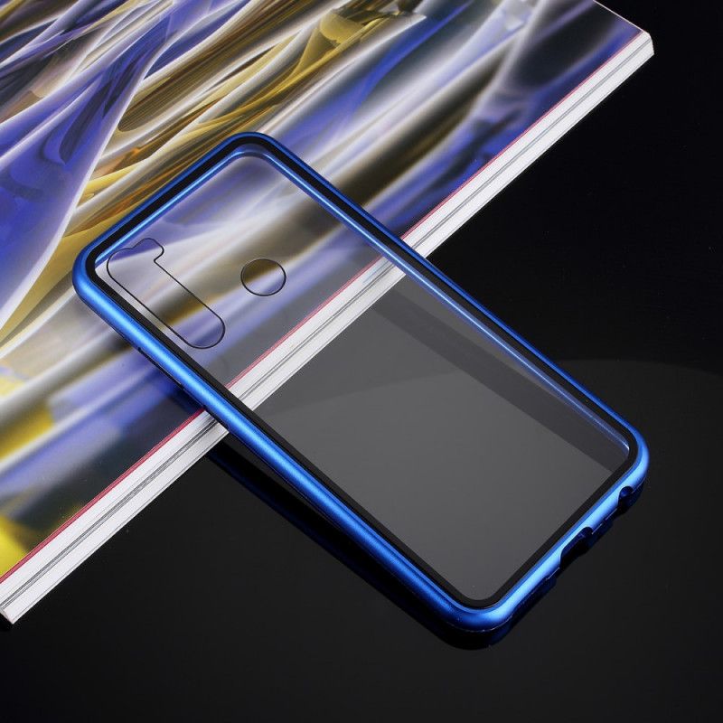 Kuori Xiaomi Redmi Note 8 Valkoinen Musta Karkaistun Lasin Metallireunat Suojakuori