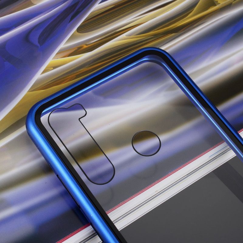 Kuori Xiaomi Redmi Note 8 Valkoinen Musta Karkaistun Lasin Metallireunat Suojakuori