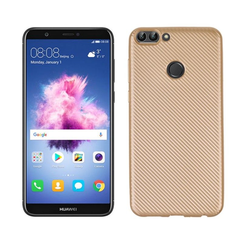 Case Kuoret Huawei P Smart Kultainen Puhelinkuoret Taipuisa Hiilikuitu