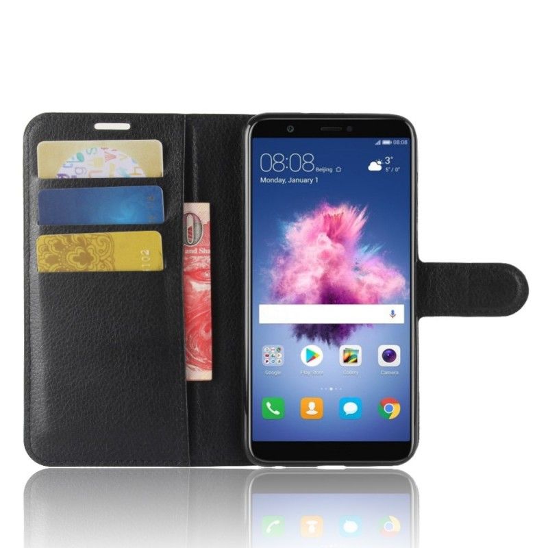 Flip Case Huawei P Smart Valkoinen Musta Nahkaefekti