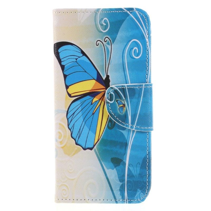 Flip Case Huawei P Smart Violetti Vaaleansininen Perhosia