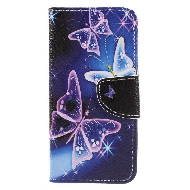 Flip Case Huawei P Smart Violetti Vaaleansininen Perhosia